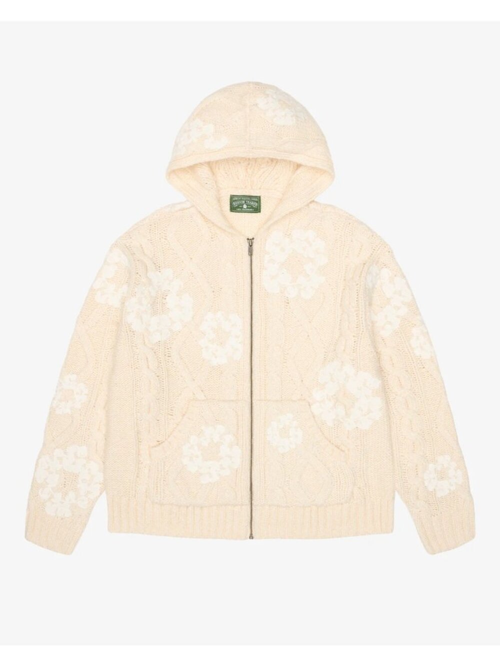 NWT DENIM TEARS MVP FISHERMAN ZIP UP CREME SWEATER 2XL